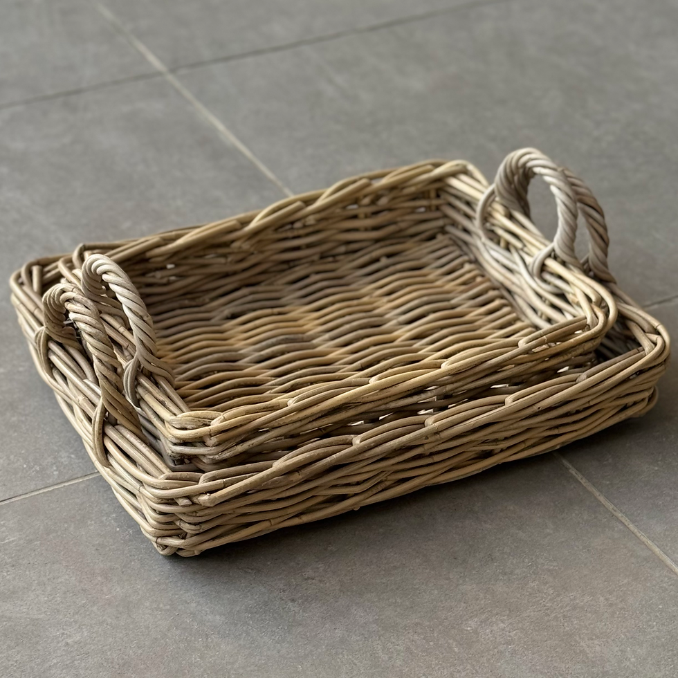 תמונה ממוזערת: מגש ראטן עם ידיות