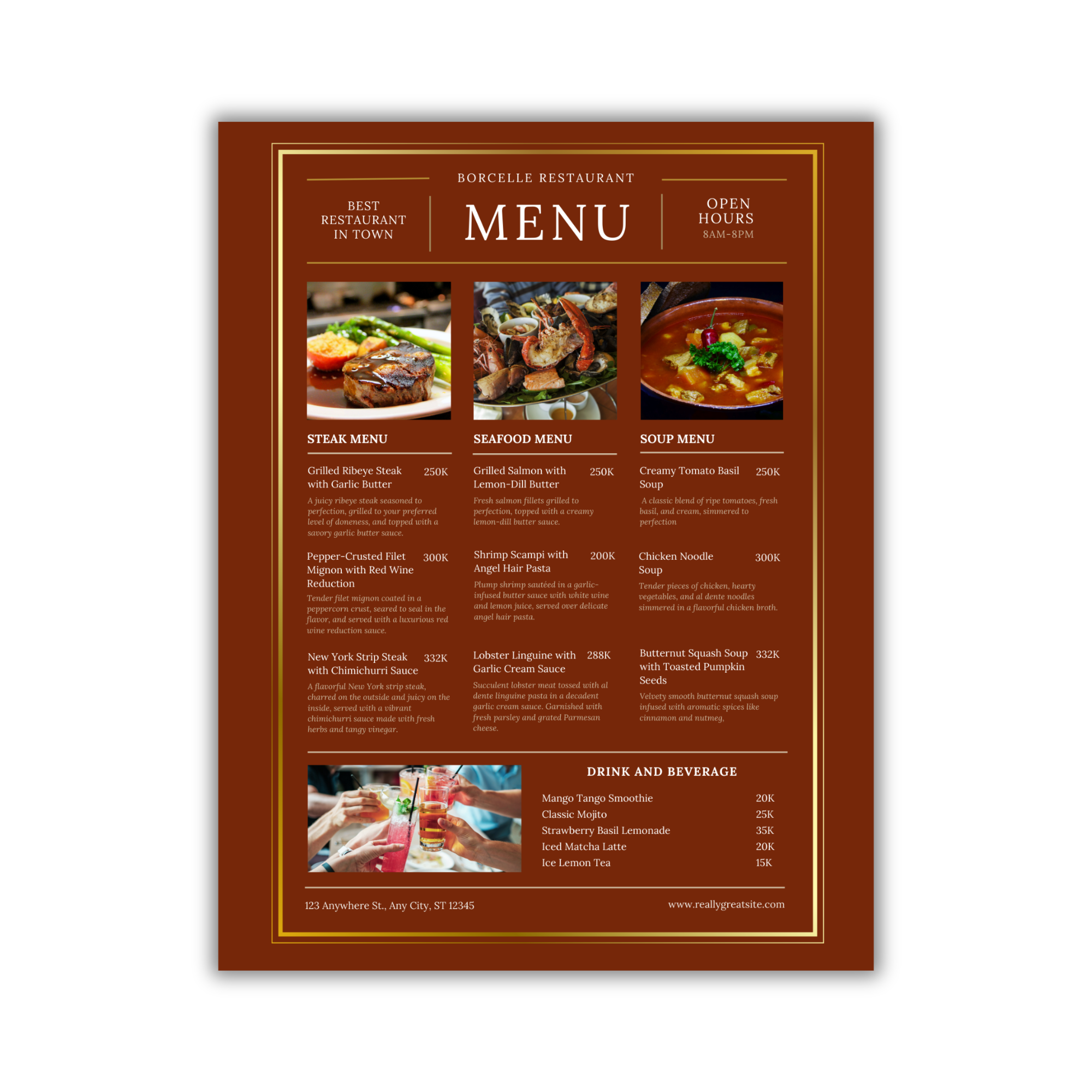 Menu Design #23 (Customized With Your Business Information - Ready in 1-3 Days)