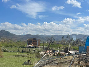 Westmoreland, Jamaica, with debris and damaged structures bearing witness to the aftermath of Hurricane Melissa