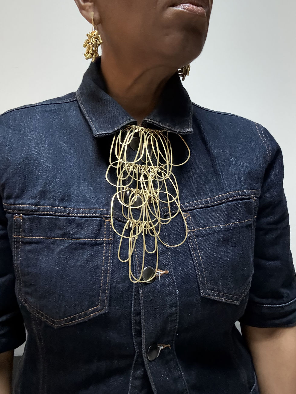 Miniature : Collier plastron"Cascade Dorée"