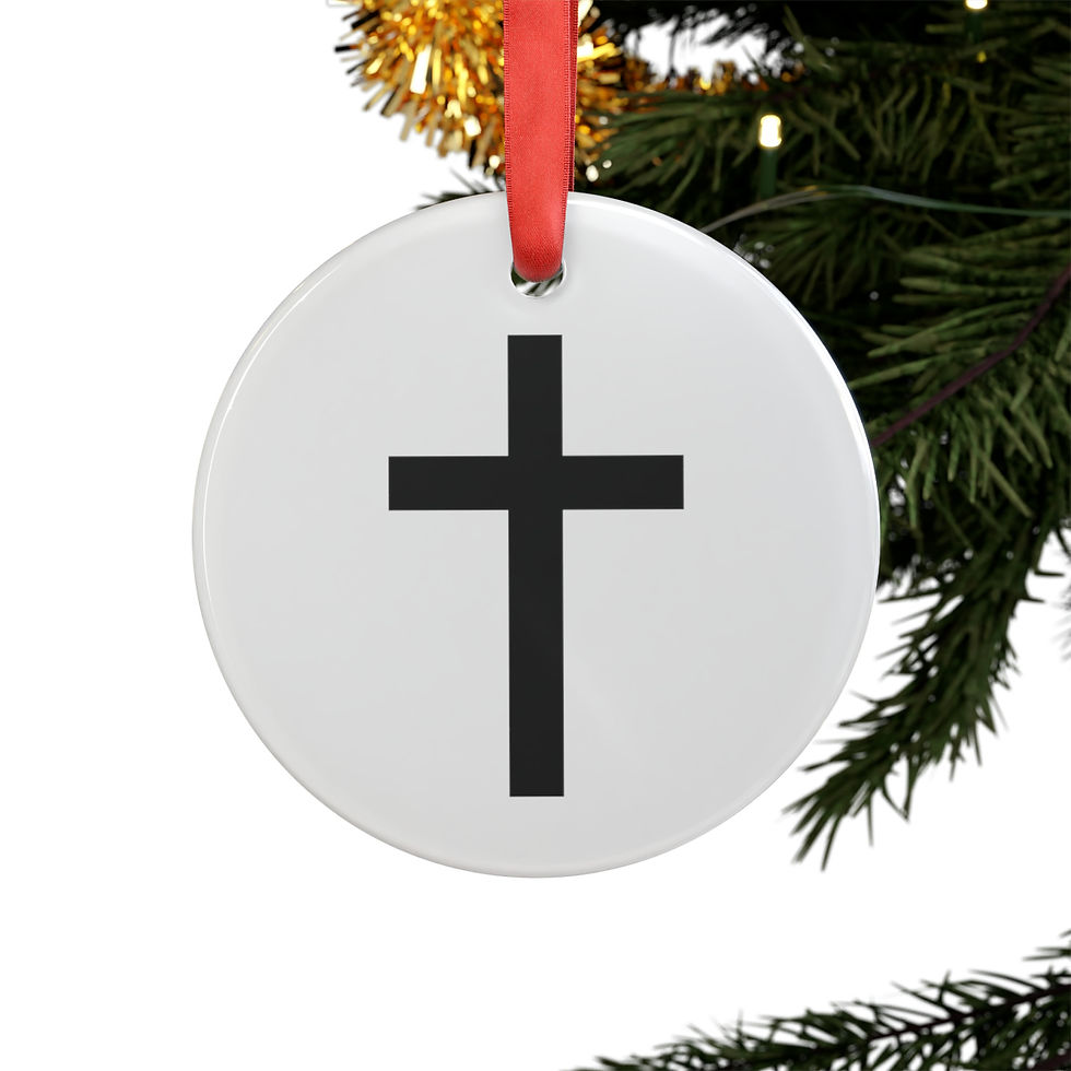 Thumbnail: Black Cross: Acrylic Ornament with Ribbon
