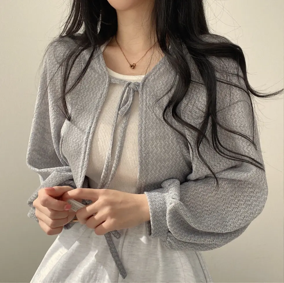 Thumbnail: Ivory Breeze Lace-Up Cardigan