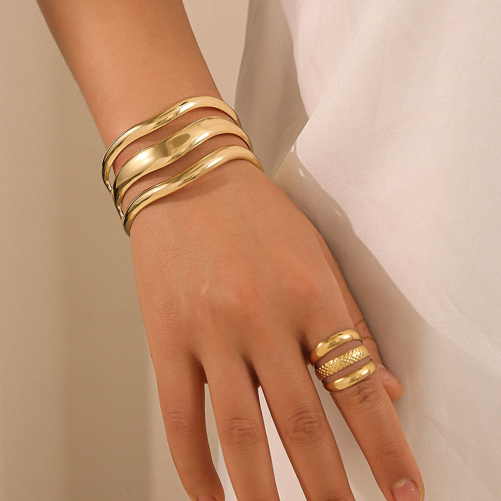Thumbnail: Elegance Open Bracelet & Ring Set (2PCS)