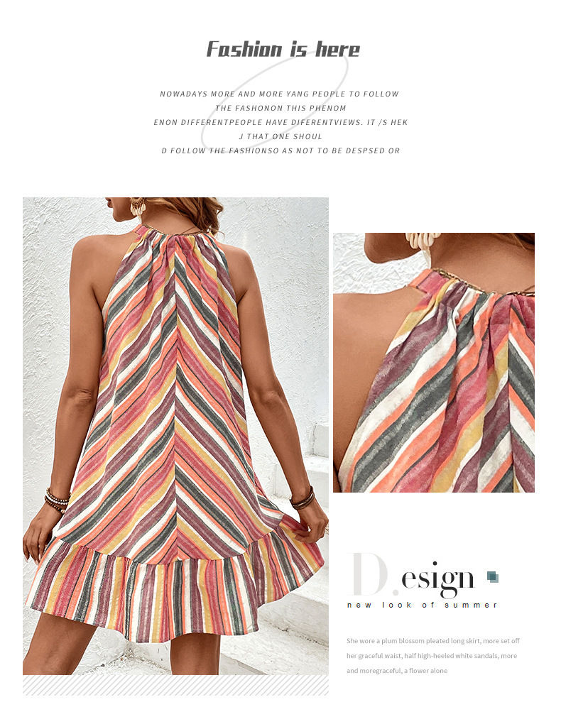 Thumbnail: Aurielle Color Stripe Halter Dress