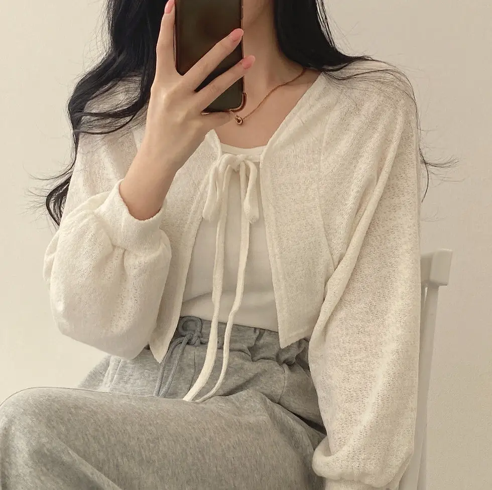 Thumbnail: Ivory Breeze Lace-Up Cardigan