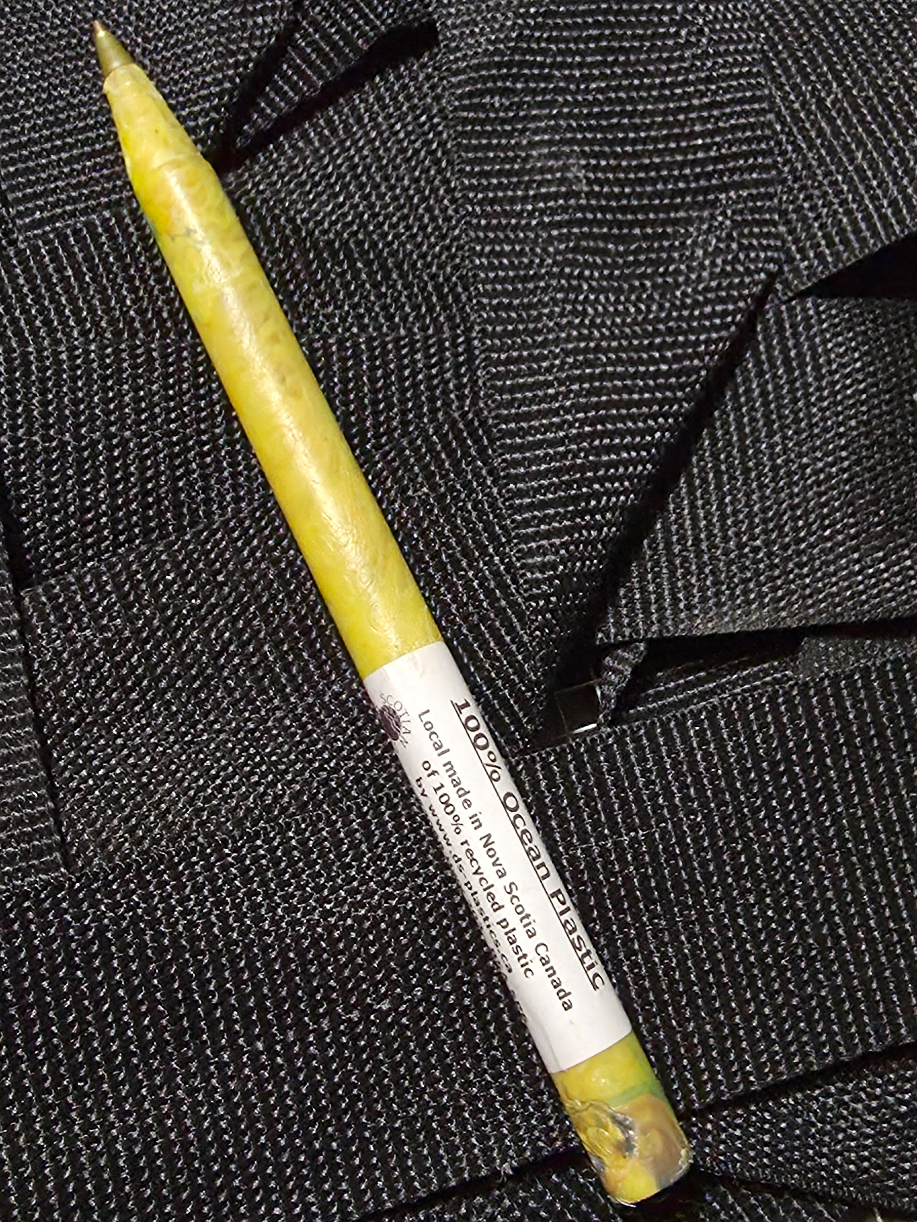 Yellow Pen - Made from recycled Nova Scotia shoreline plastic