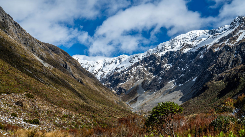 Beautiful snow capped mountains in Arthur's Pass.