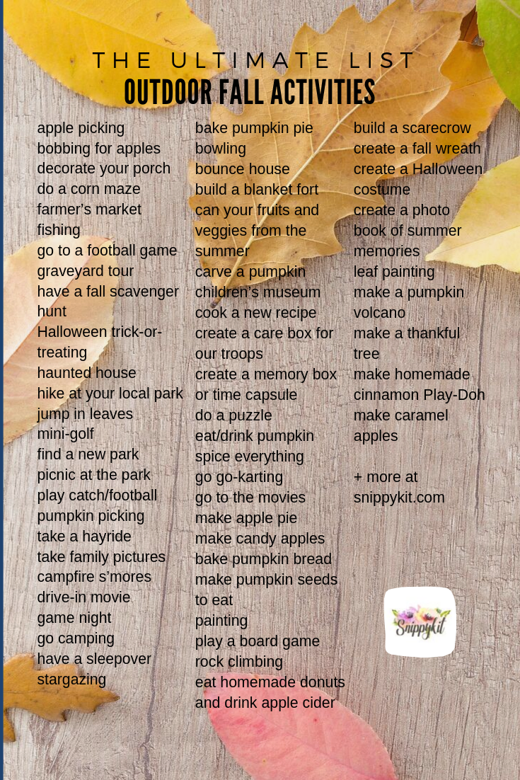 The Ultimate List of Fall Things You Can Do With Your Kids Take advantage of the beautiful weather. Here are the best things to do with your family this fall.