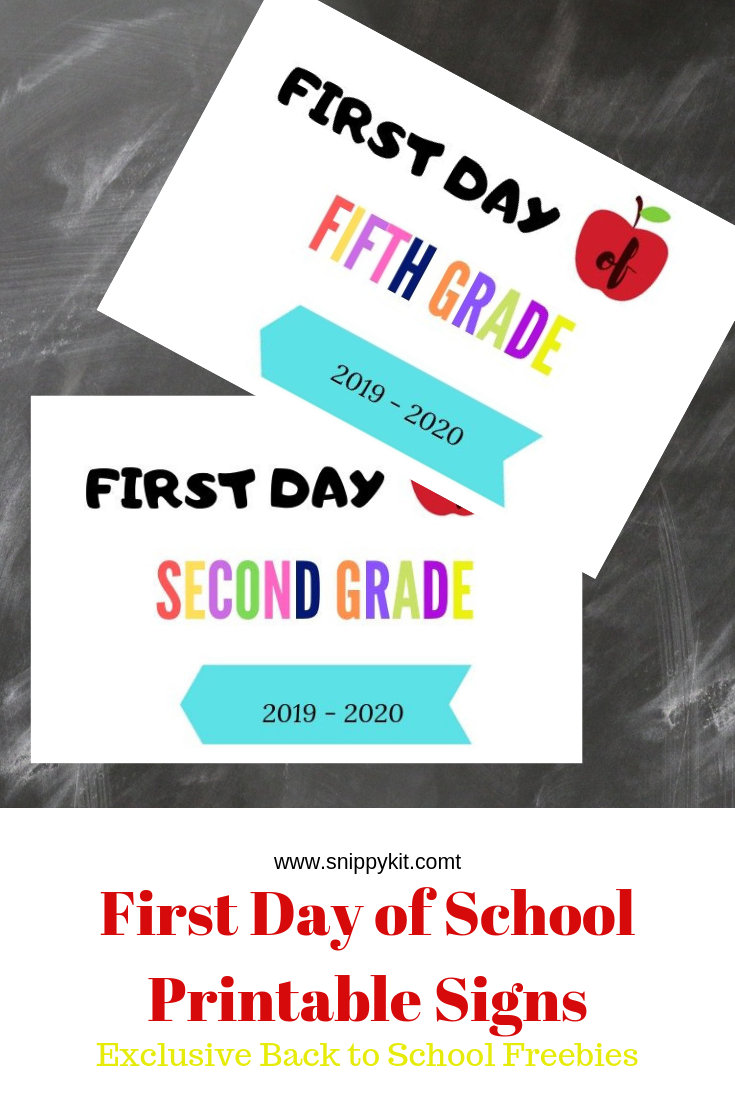 Time to print out your FREE First Day of School Printables for the First Day of School pictures to document for the 2019-2020 school year!