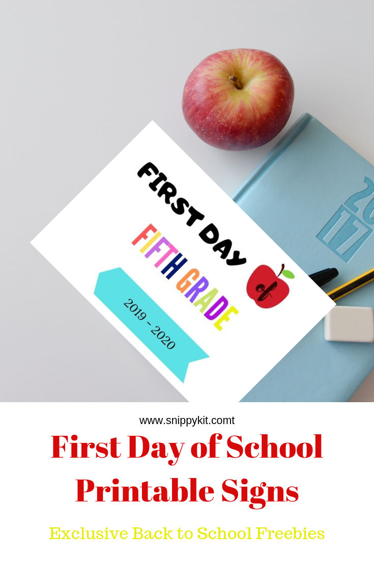 Time to print out your FREE First Day of School Printables for the First Day of School pictures to document for the 2019-2020 school year!