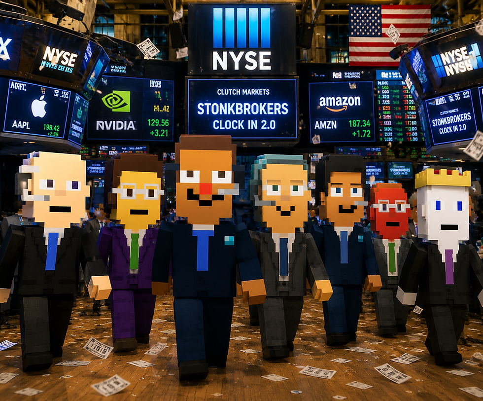 WELCOME TO THE TRADING FLOOR: Clutch Markets Launches Clock In 2.0, Letting Activated StonkBrokers Build Their Own Stock Portfolios!