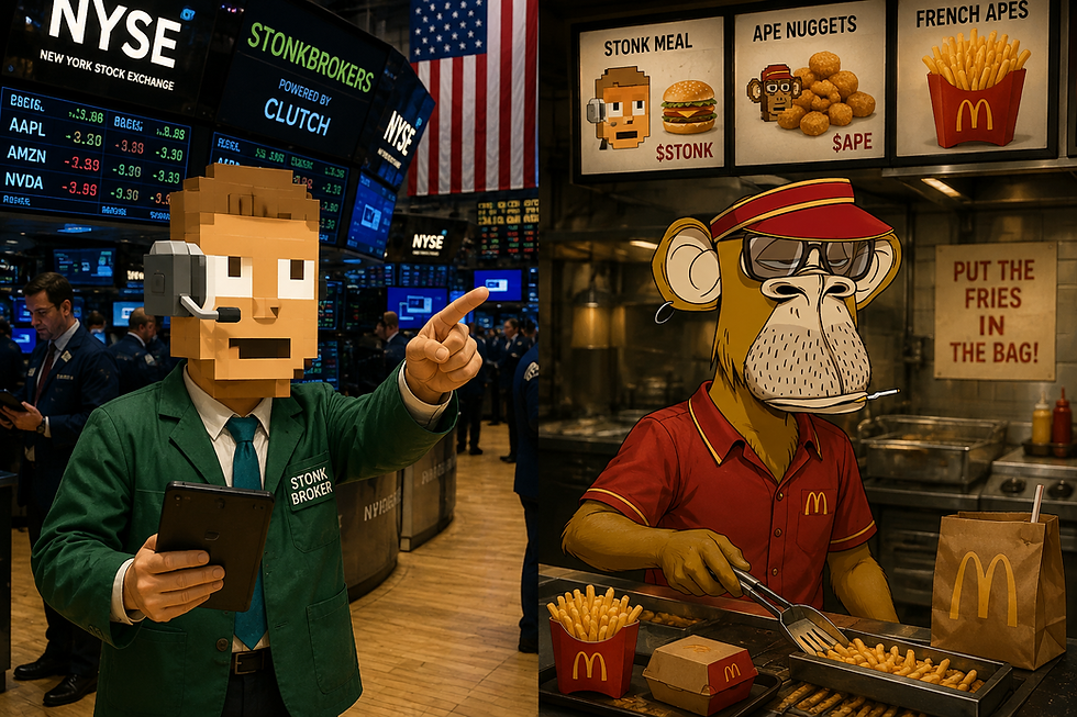 FROM THE TRADING FLOOR TO THE FRYERS: BAYC Member BullMktRich Apes Into His First Bored Ape After Clocking In With Clutch Markets’ StonkBrokers!