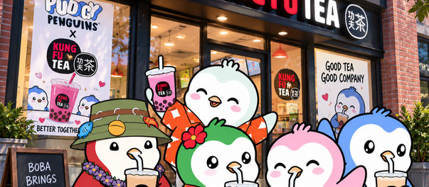 EVERY PUDGY WAS SIP-PING BO-BA: Pudgy Penguins Announce Kung Fu Tea Collab Bringing Two New Drinks And Little Treats Blind Boxes Nationwide!