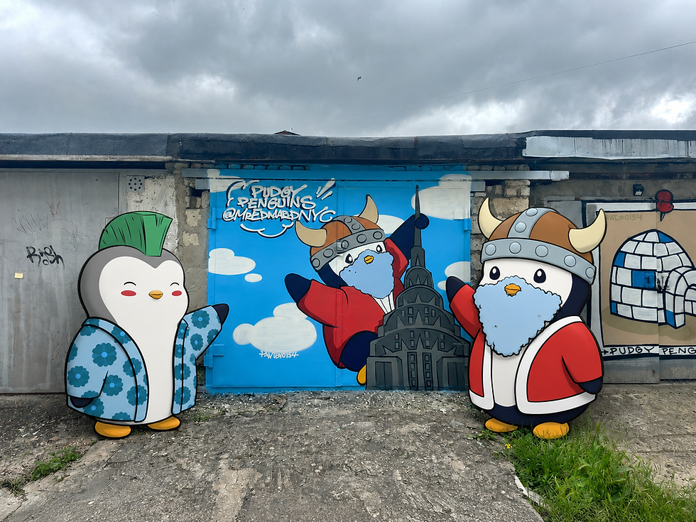 KING OF THE IGLOO: Pudgy Penguins Artist Pavil Paints Edward's Viking Penguin Like He's King Kong!