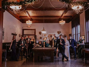 Guests gathered around the pool table at The Silver Fox, Streator IL