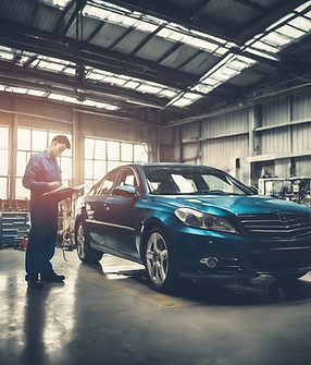 State inspection for a modern car  and the inspector is checking the windshield in a mecha