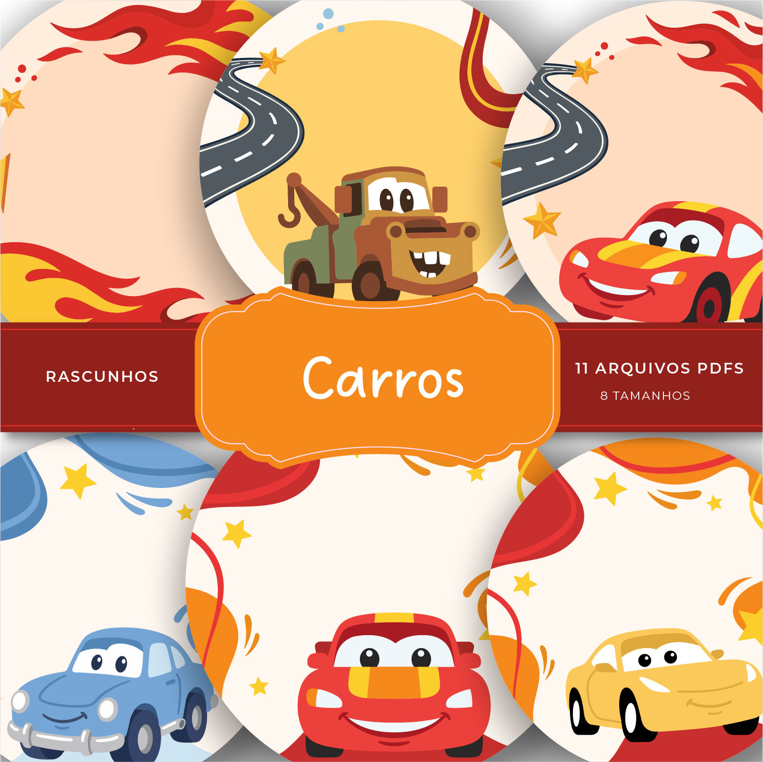Kit 11 rascunhos - Carros