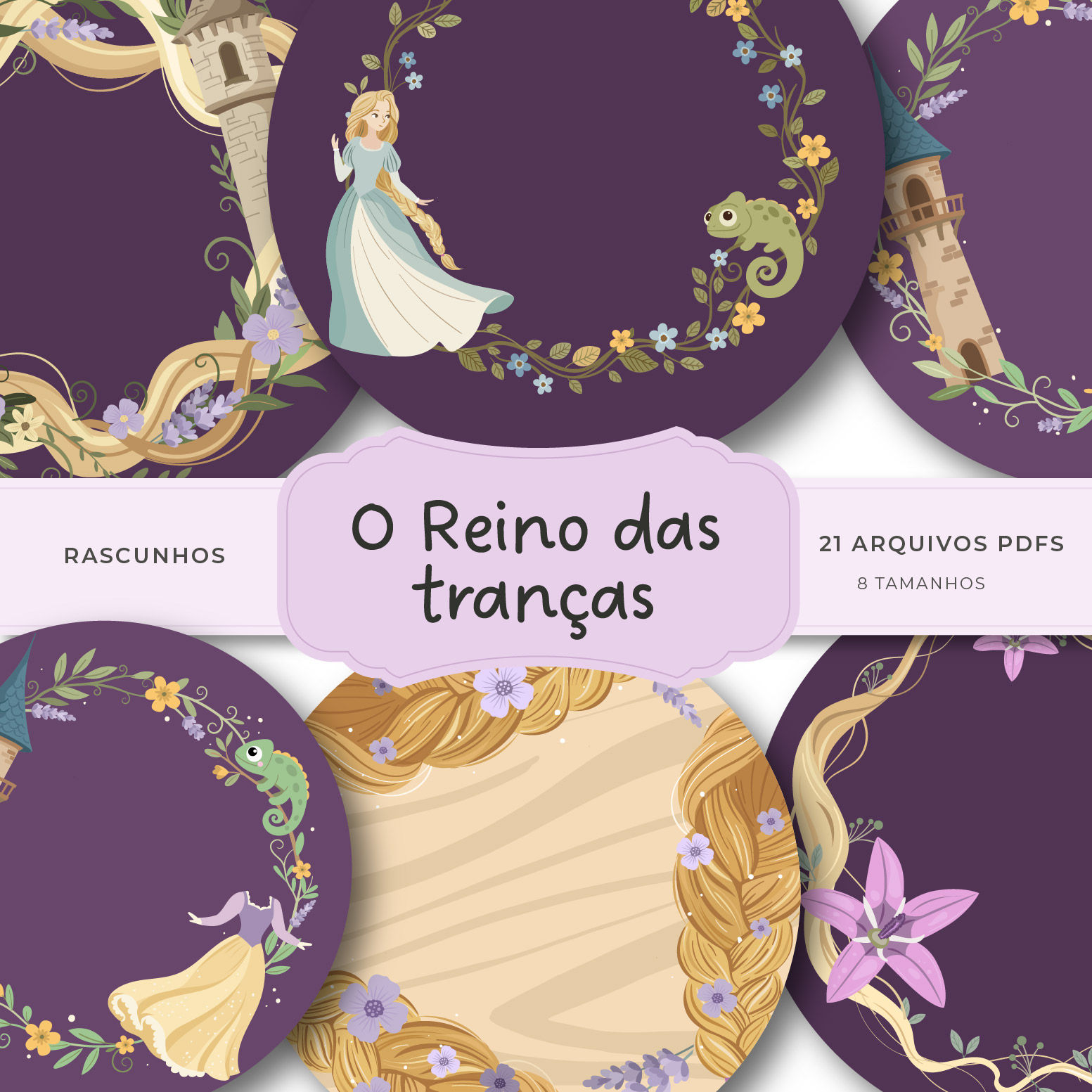 Kit 8 rascunhos - O reino das tranças