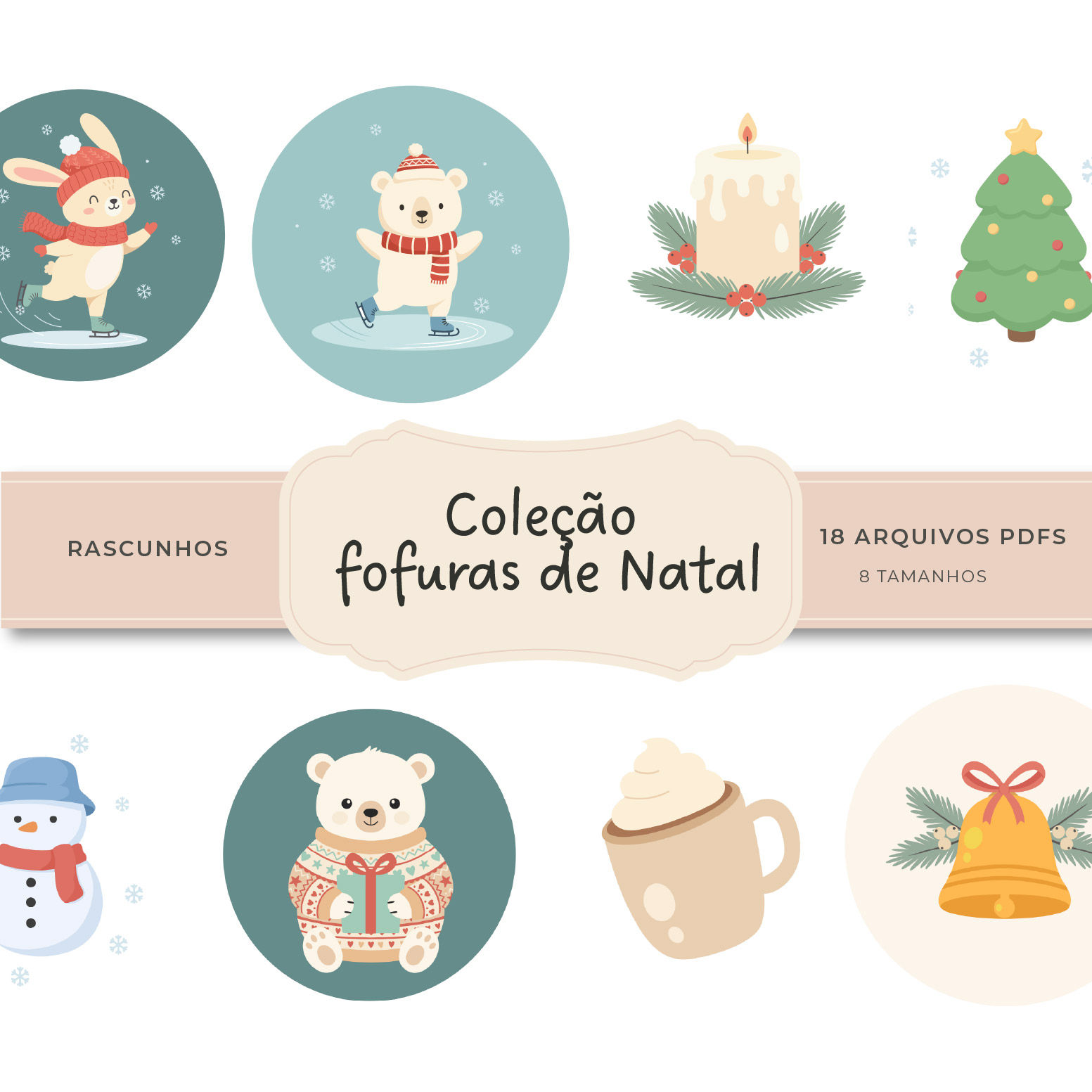 Kit 18 rascunhos -Fofuras de Natal
