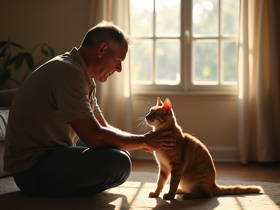 Rescue cat getting petted
