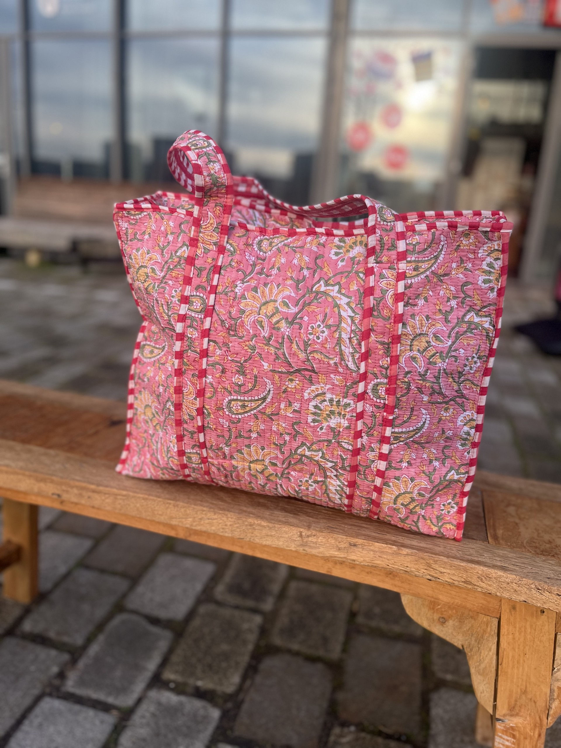 Shoppingbag - roze paisley