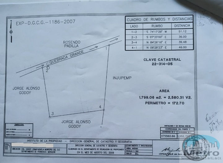 Miniatura: En venta terreno de 2,580.31v2 (1,799.06 m2) colonia Godoy