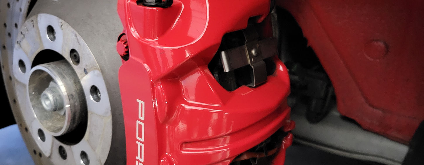 red Porsche brake