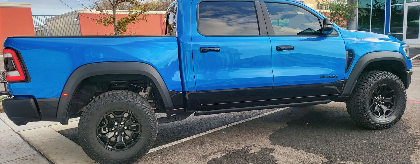 blue pickup truck