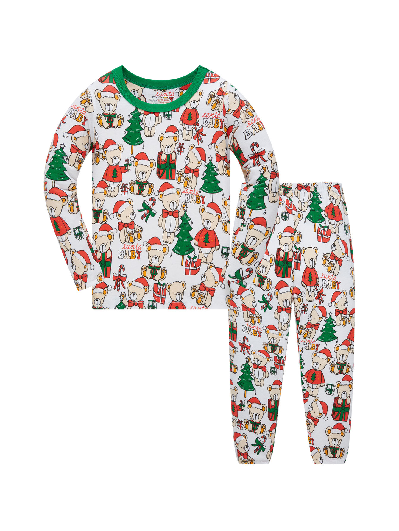 Christmas Clothes, 100% Cotton Children's Sleepwear, Long Sleeved Pajamas Long P
