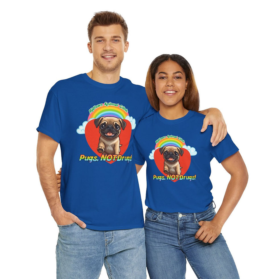 Thumbnail: "Pugs! Not Drugs!" Unisex Heavy Cotton Tee (6/20)
