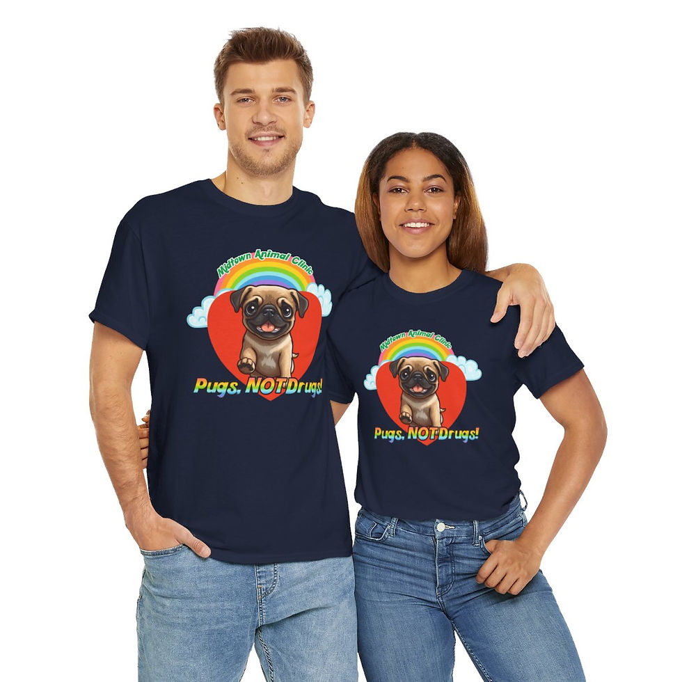 Thumbnail: "Pugs! Not Drugs!" Unisex Heavy Cotton Tee (6/20)