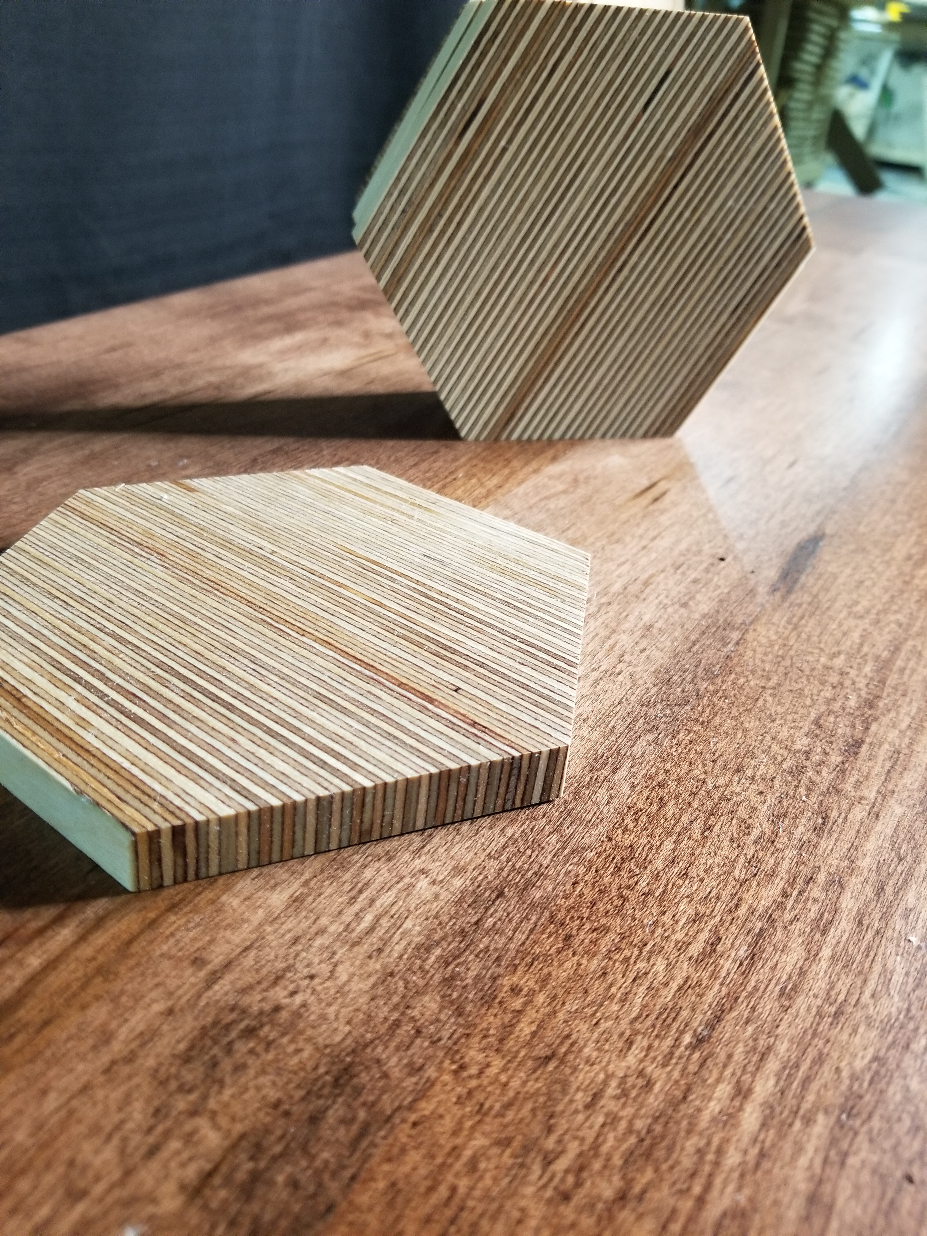 WOODEN HEXAGON COASTERS