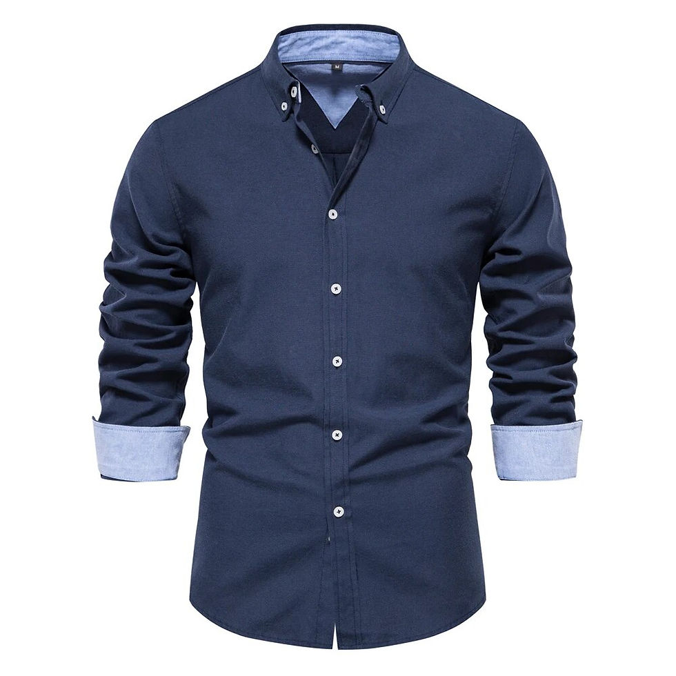 Miniature : Chemise Oxford Homme à Manches Longues bleue foncée