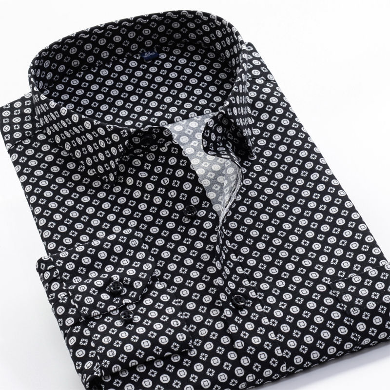 Thumbnail: Chemise fleurie à manches longues décontractée pour hommes – Grandes tailles jusqu’au 10XL pliée 7