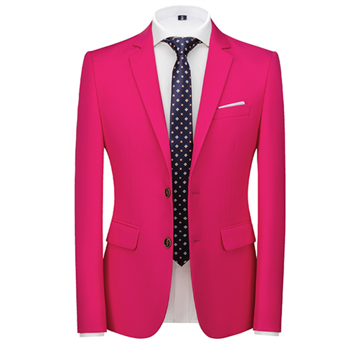 Miniature : Blazer homme coupe ajustée rouge vif porté avec une chemise blanche vue de face