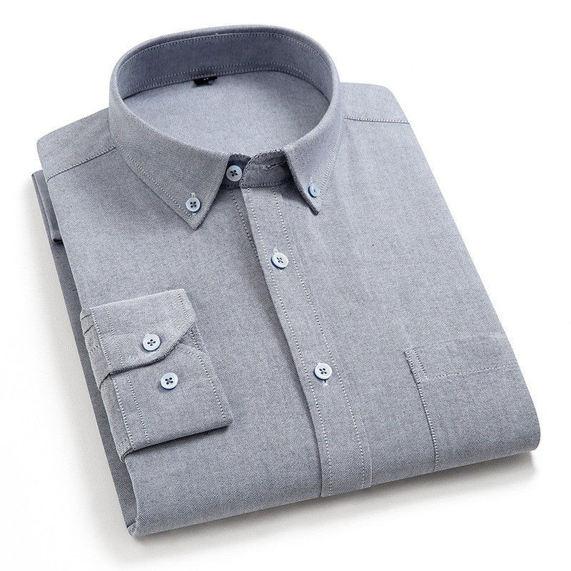 Thumbnail: Chemise à Manches Longues pour Hommes grise vue de face