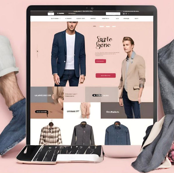 Portrait of online clothing store window front view