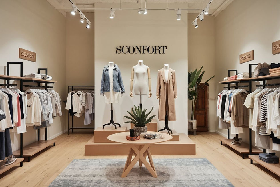 Portrait de la boutique de vêtements et de poduits de beauté en ligne "sconfort.com", vue de l'intérieur 8.