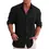 Miniature : Homme portant une Chemise à Manches Longues Homme – Coton et Lin noire