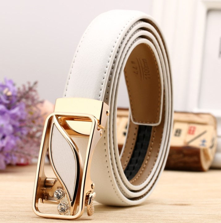 Thumbnail: Ceinture pour Femme en Cuir blanche