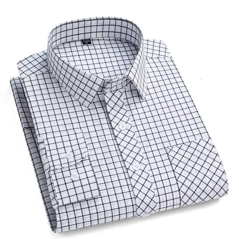 Thumbnail: Chemise à carreaux homme 100% coton – Style décontracté blanche