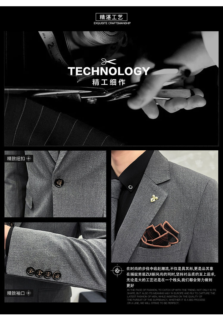 Miniature : Détail de la veste ajustée style coréen pour homme