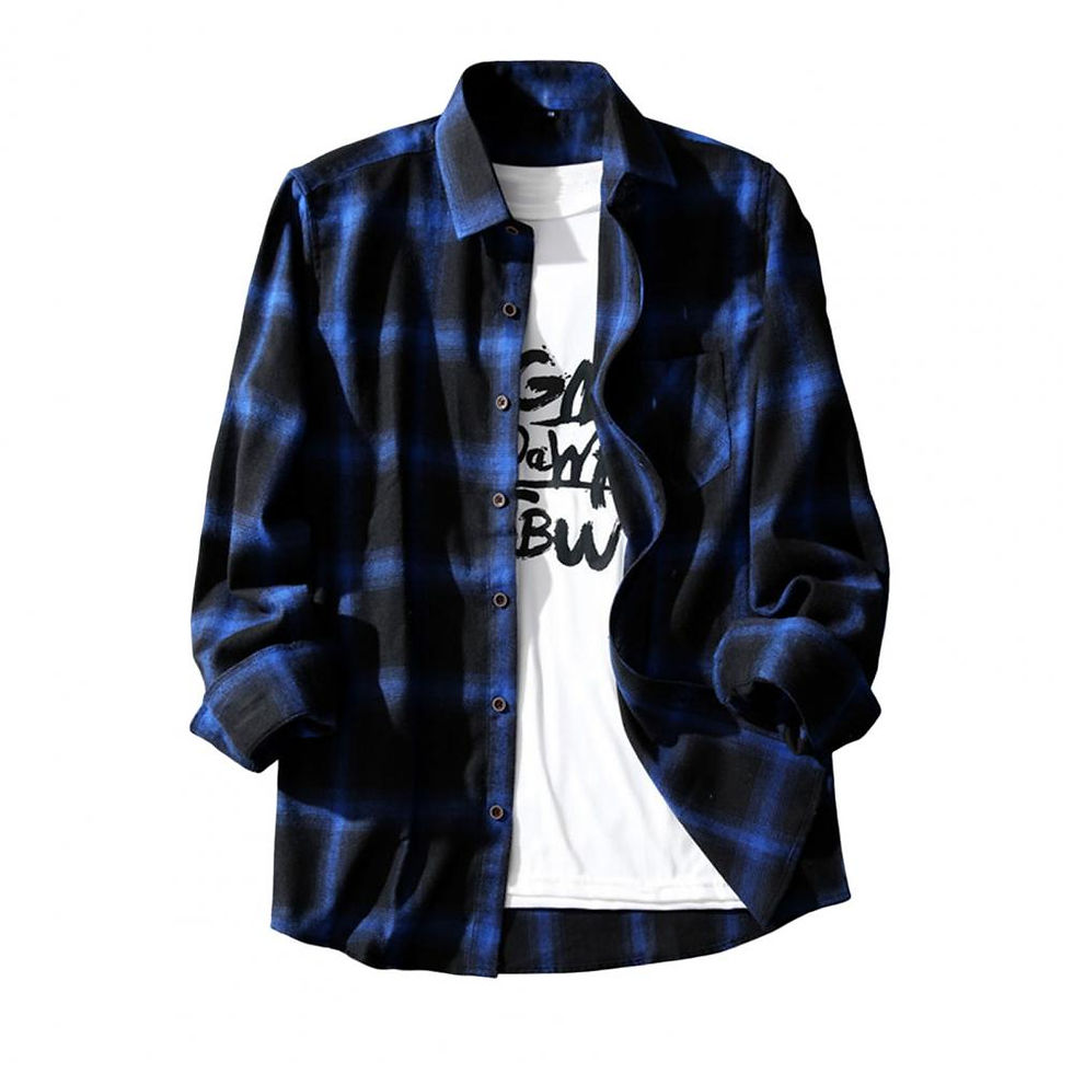 Miniature : Chemise à Carreaux Noire et Bleue pour Homme