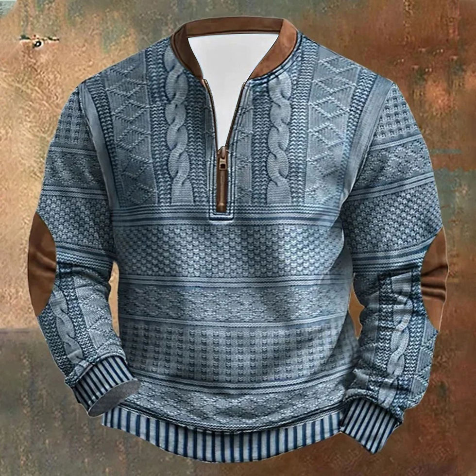 Thumbnail: Sweat-shirt col montant sans capuche bleu à porter avec un jean noir tendance