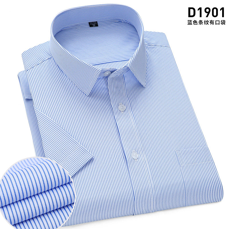 Thumbnail: Chemise d'Été Homme – Manches Courtes, Sans Repassage bleue ciel 2
