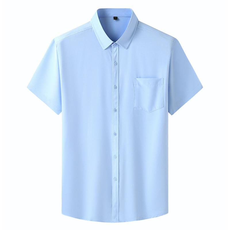 Thumbnail: Chemise d'Été Homme Grande Taille – Manches Courtes, Coupe Ample, Élégante et Confortable pour le Travail bleue