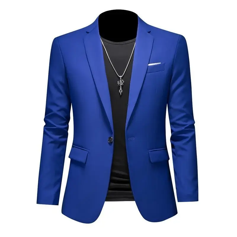 Miniature : Blazer homme élégant vu de face – coupe ajustée moderne bleu foncé