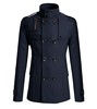 Miniature : Boutonnage croisé du manteau long pour homme, style hiver chic noir