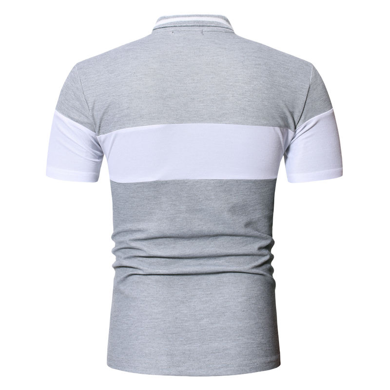 Polo à manches courtes pour hommes gris/blans vue de dos