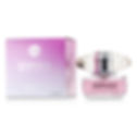 Une bouteille de parfum + une boite rose vue de face
